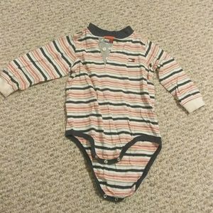 Tommy Hilfiger long sleeve onesie for 18-24 months with snaps to keep shirt tuck